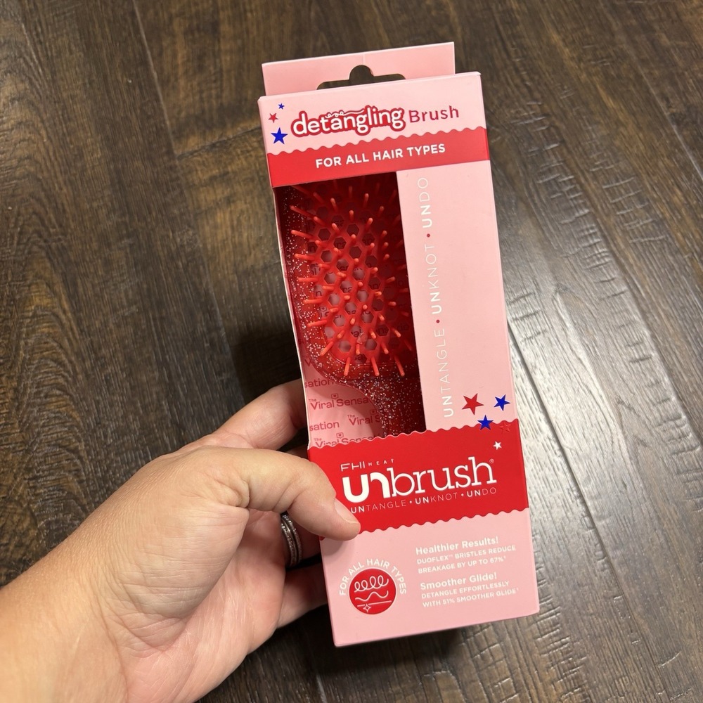 FHI Heat UNbrush Red Glitter Sparkle Hair Brush for Gentle Detangling NEW